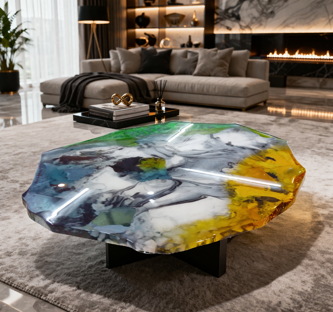 epoxy resin crystal center table India