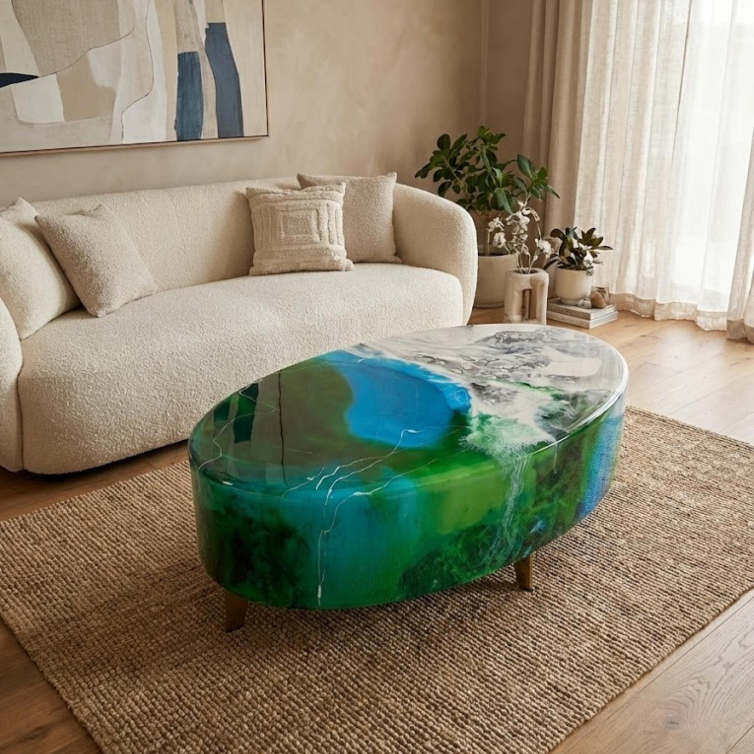 epoxy resin ocean them coffee table