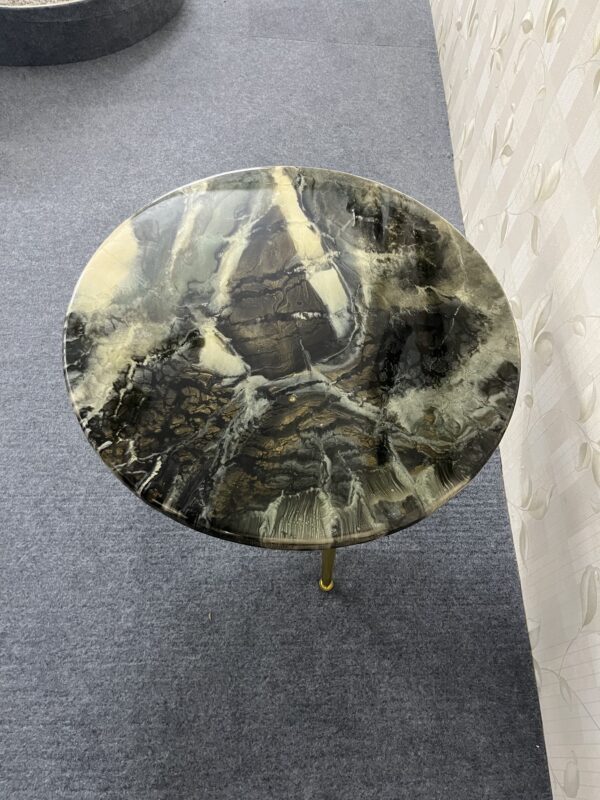 Luxury Round Marble Resin Side Table | Epoxy Furniture India