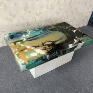 artistic abstract resin coffee table by REZIWOOD