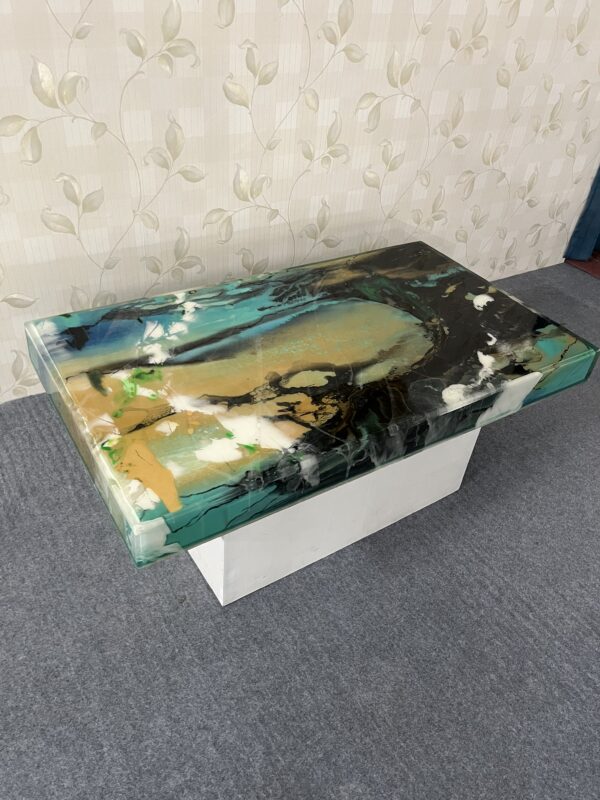 artistic abstract resin coffee table by REZIWOOD