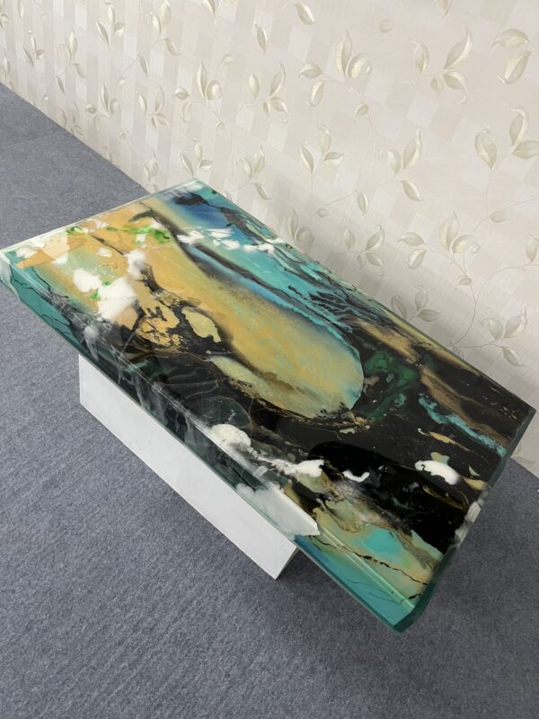 ABSTRACT ART RESIN COFFEE TABLE