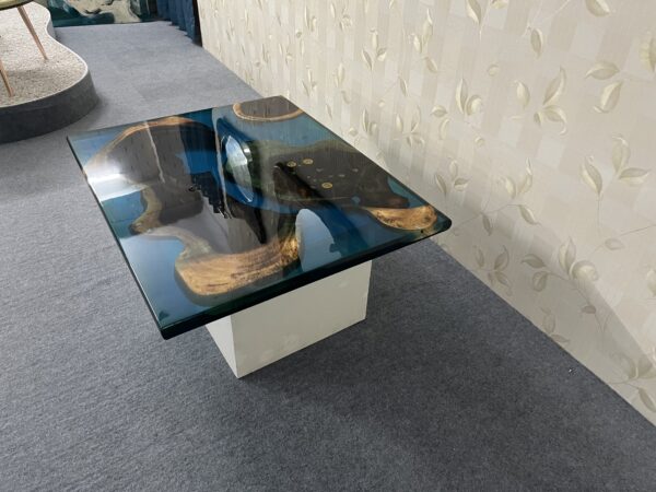 Natural Wood Ocean resin coffee table