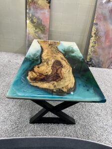  Live Edge Wooden Resin Dining Table