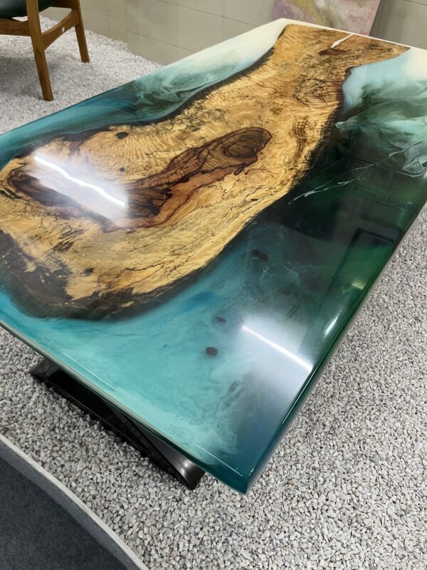 Buy Live Edge Wooden Resin Dining Table Online in India - Image 5