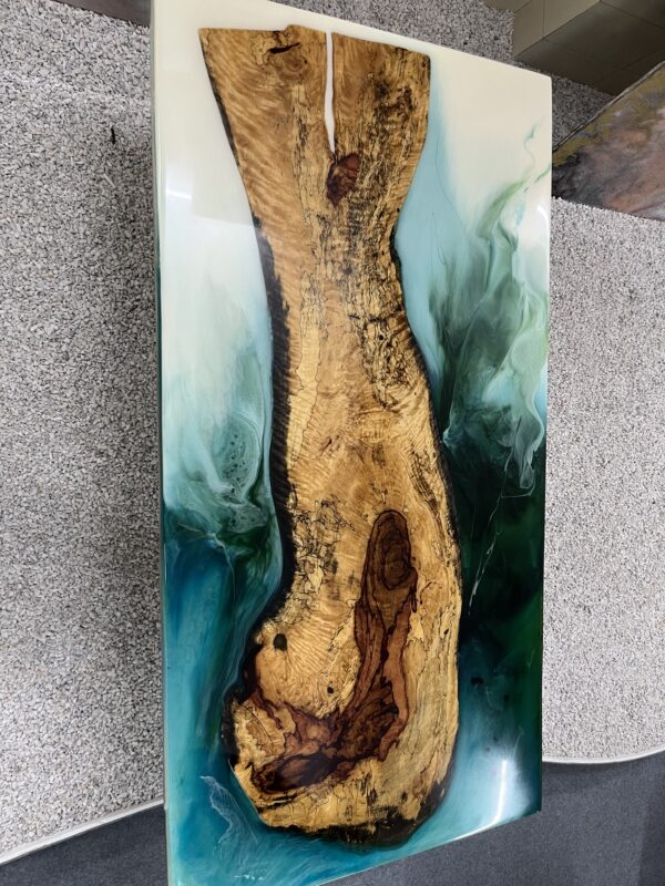 Buy Live Edge Wooden Resin Dining Table Online in India - Image 3