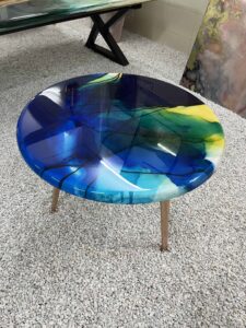 artistic blue resin side table