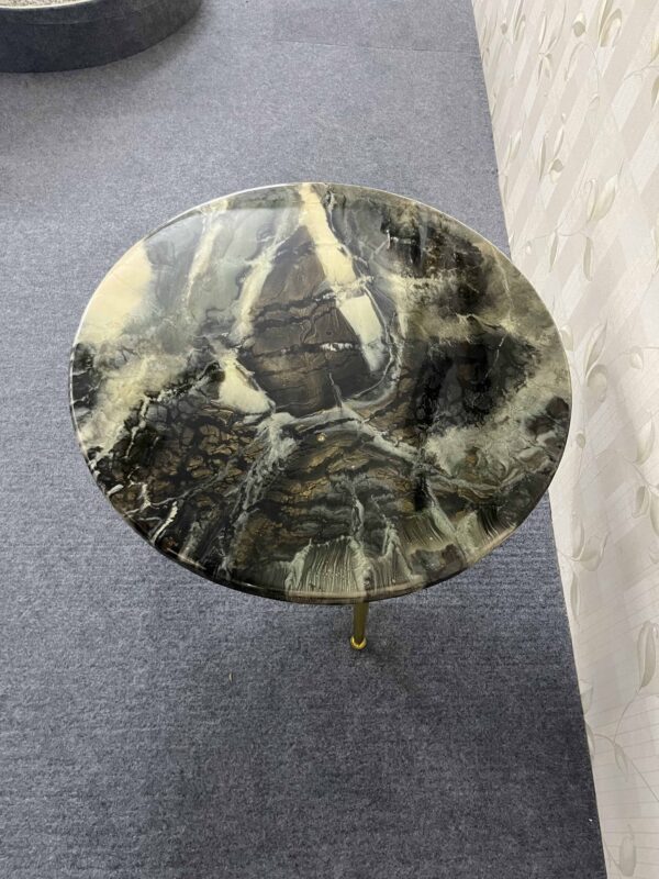 Black Marble Resin Table | Epoxy Resin River & Side Table India - Image 4