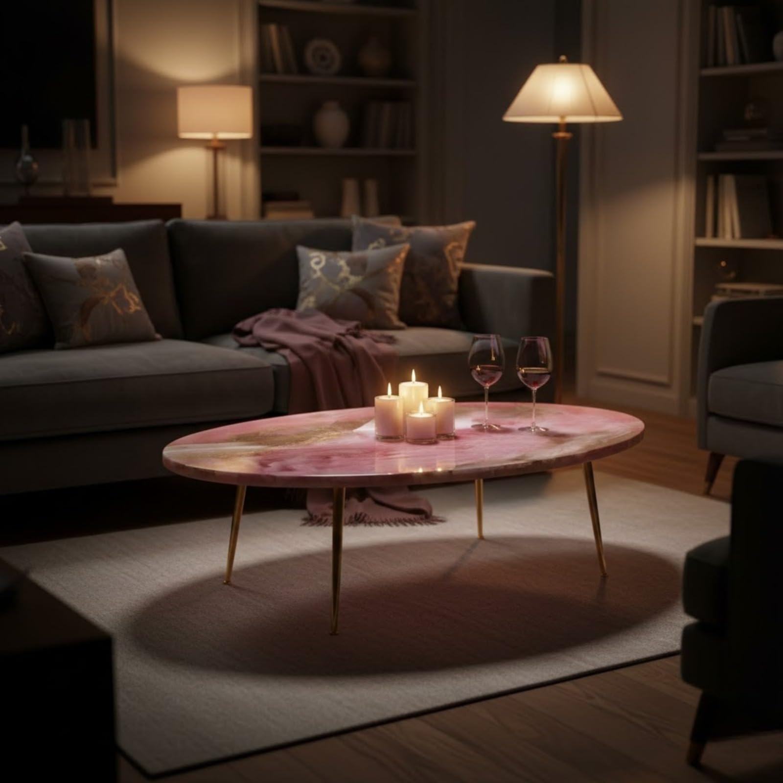 epoxy resin pink coffee table