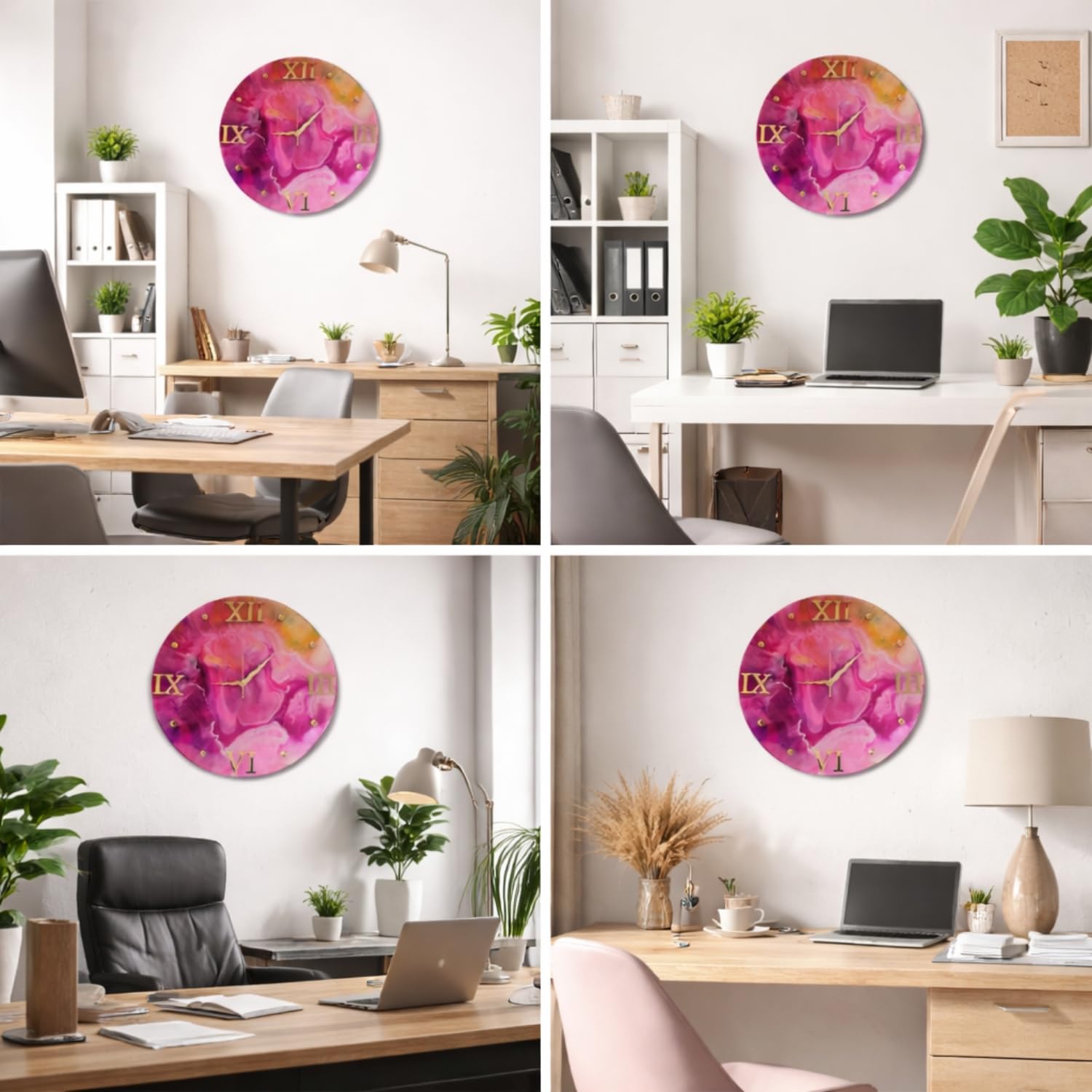 Pink & Gold Abstract Luxury Resin Art Wall Clock| Premium Handmade Decor - Image 2