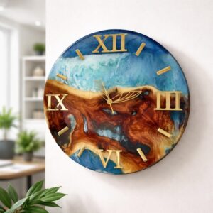 HAND MADE WOODEN RESIN CLOCK