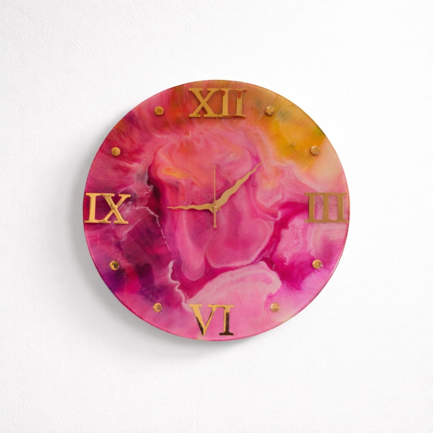 Pink & Gold Abstract Luxury Resin Art Wall Clock| Premium Handmade Decor - Image 5