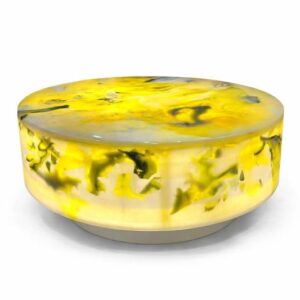 Yellow floral epoxy resin LED illuminated round center