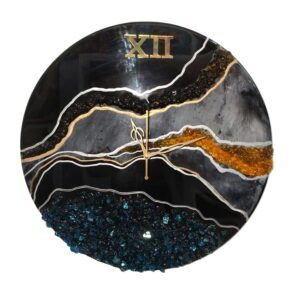 black epoxy resin wall clock