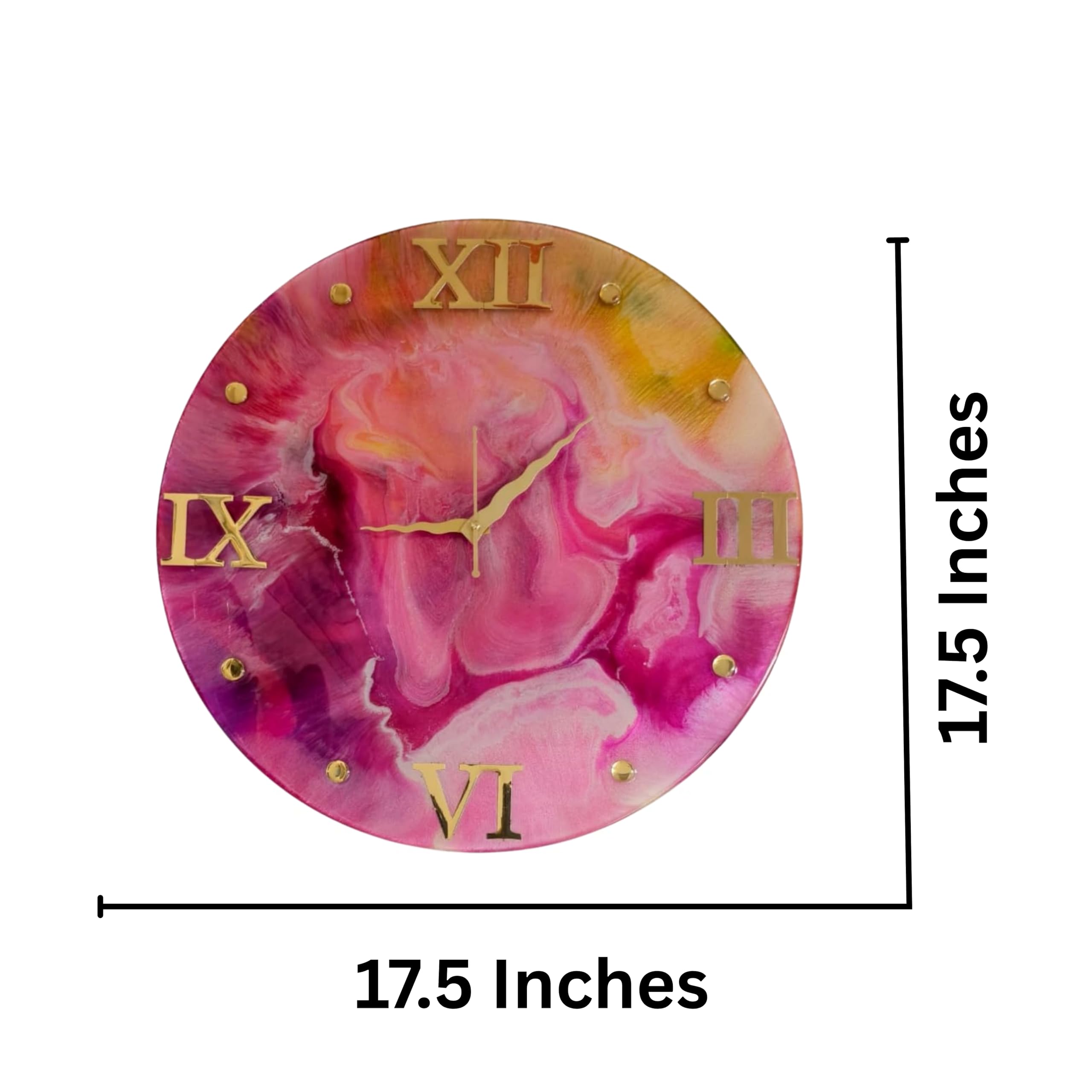 Pink & Gold Abstract Luxury Resin Art Wall Clock| Premium Handmade Decor - Image 3