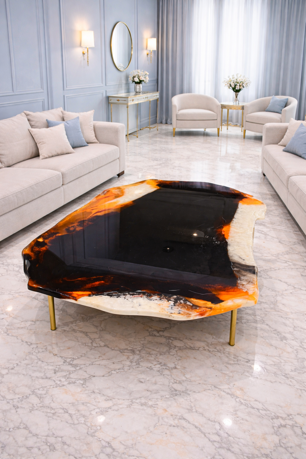 epoxy resin crystal center table