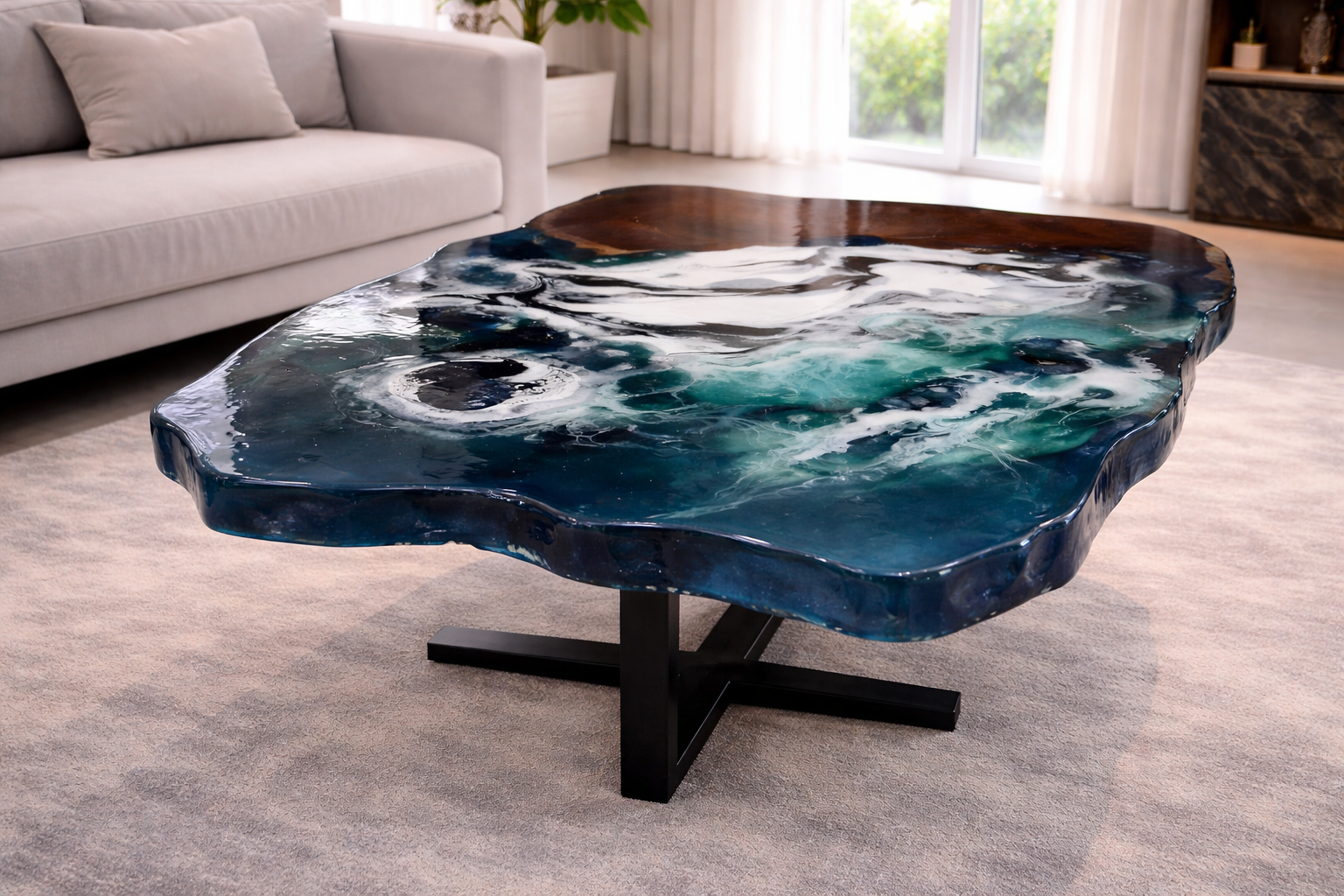 epoxy resin ocean river table