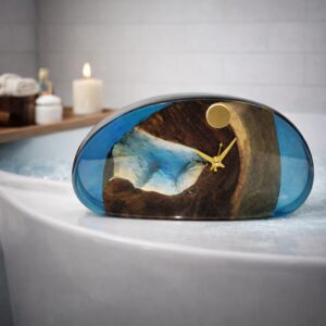epoxy resin wooden table clock