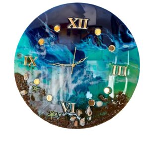 resin art wall clock ,ocean resin wall clock
