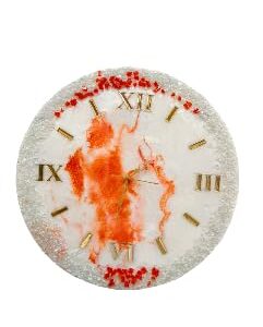 resin art wall clock,modern luxury clock orange white,