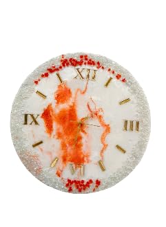 resin art wall clock,modern luxury clock orange white,